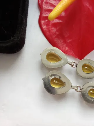 Brincos Artesanais Prata com Citrinos