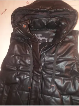 Chaleco efecto piel negro talla M
