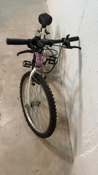 Bicicleta MNTOR blanca y morada