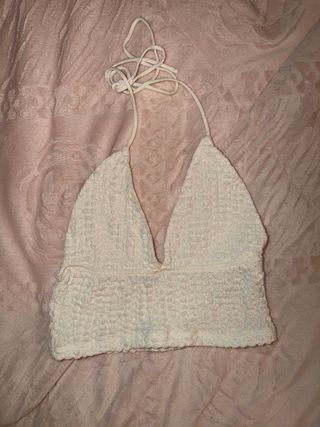 Top blanco tejido halter