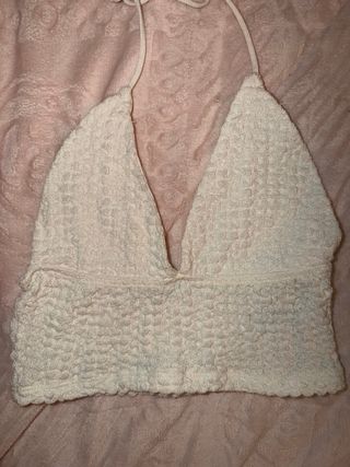 Top blanco tejido halter