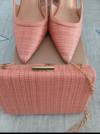 Conjunto MARYPAZ Zapatos y Bolso Naranja Talla 37