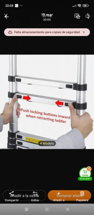 Escalera telescópica 4.4m