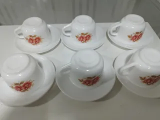 Juego 6 Tazas Café Arcopal Flores Rosas