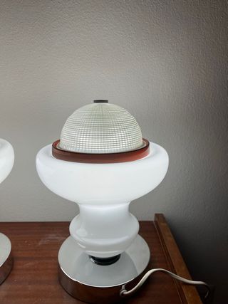 Coppia Lampade Tronconi Vintage Vetro Metallo