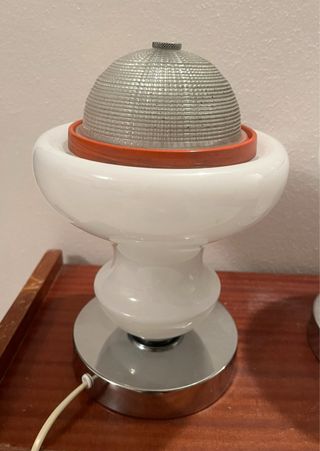 Coppia Lampade Tronconi Vintage Vetro Metallo