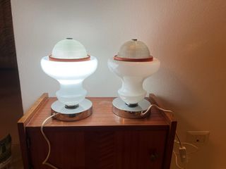 Coppia Lampade Tronconi Vintage Vetro Metallo