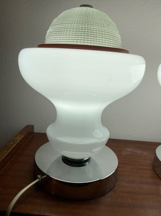 Coppia Lampade Tronconi Vintage Vetro Metallo