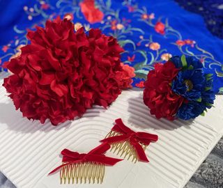 Conjunto Flamenca Flores Rojas y Azules
