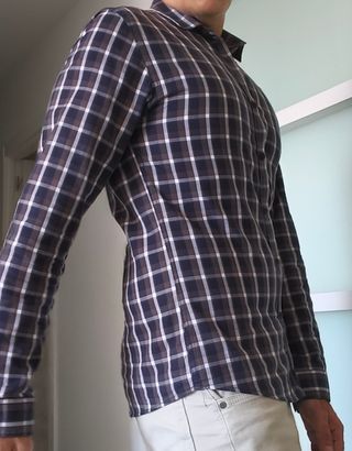 Camisa de cuadros marrón y verde