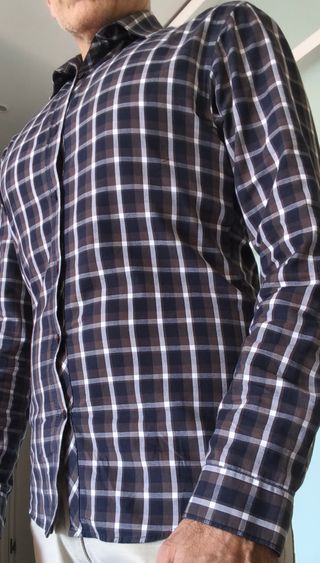 Camisa de cuadros marrón y verde