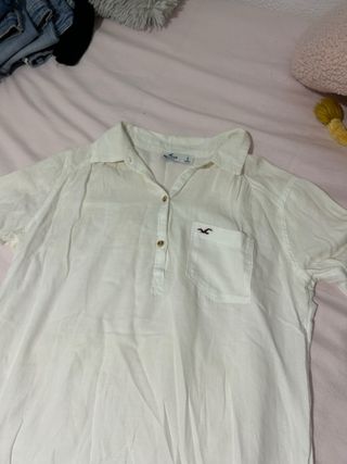 Camisa Hollister Lino Blanca Talla S