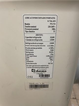 Aire Acondicionado Portátil Ducasa PTL F34