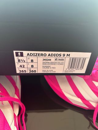 Zapatillas Adidas Adizero Adios 9 Rosa/Blanco