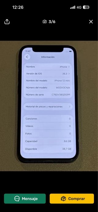 iPhone 12 mini 64GB funciona perfecto