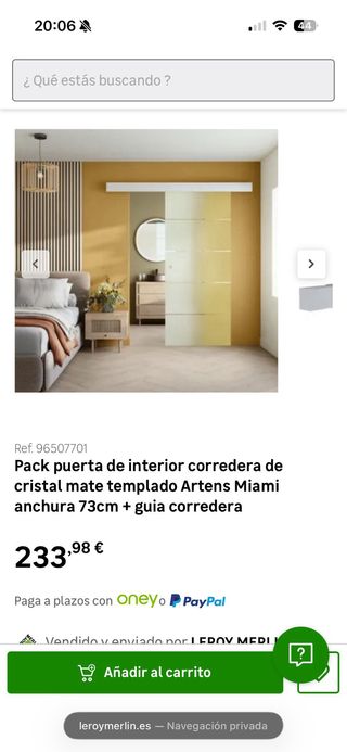 Puerta corredera de cristal