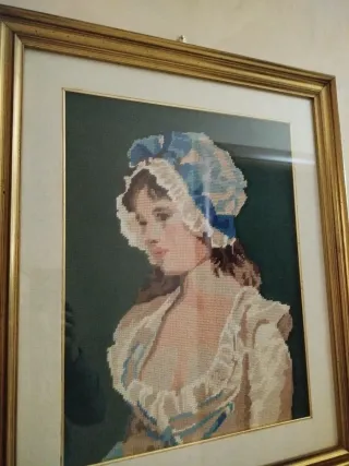 Quadro mezzo punto donna con cap