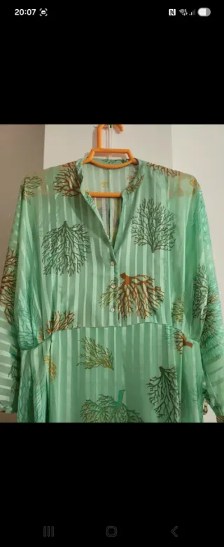 Vestido Massimo Dutti verde estampado