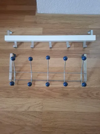 2 Perchas Puerta Metal y Madera