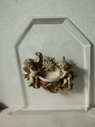 Adorno de pared ángeles dorado y blanco