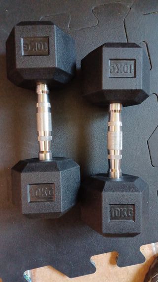 2 Mancuernas 10kg Hexagonales