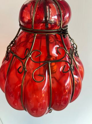 Lampada Veneziana Vetro Soffiato Murano Rossa