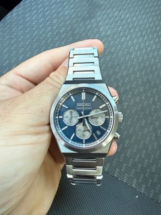 Reloj Seiko Cronógrafo Azul y Plateado