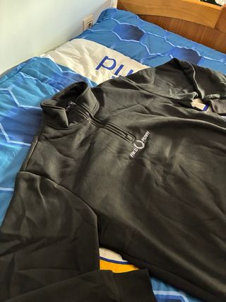 Sudadera Fred Perry Negra Media Cremallera