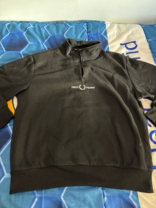 Sudadera Fred Perry Negra Media Cremallera