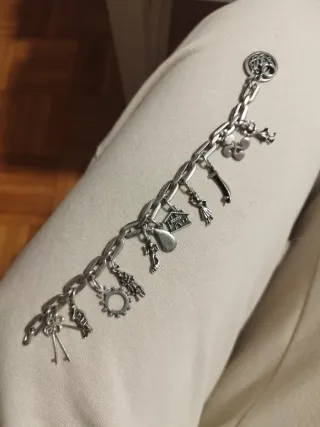 Pulsera Antigua Plata Dijes Vascos