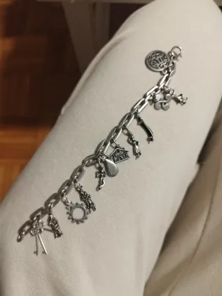 Pulsera Antigua Plata Dijes Vascos