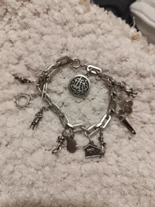 Pulsera Antigua Plata Dijes Vascos