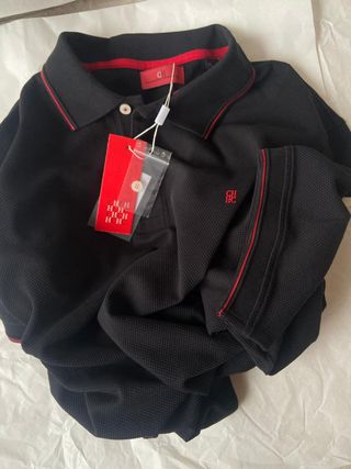 Polo Carolina Herrera Algodão Texturizado Preto XL