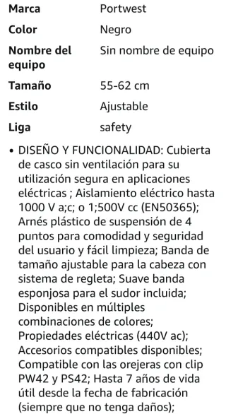 4 Cascos Seguridad Portwest Negros 55-62cm