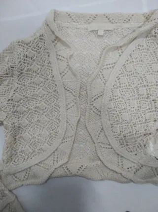 Chaqueta torera encaje comunión beige