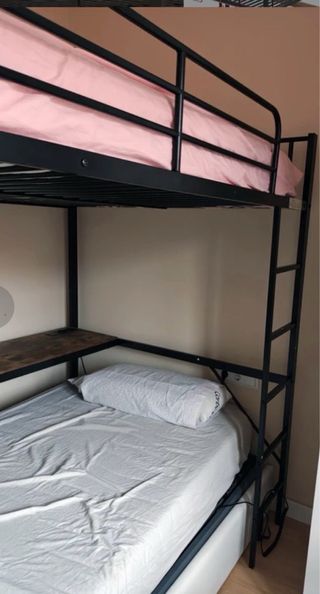 Litera matrimonial negra y café