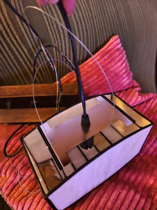 Lampada Tiffany in Vetro e Legno