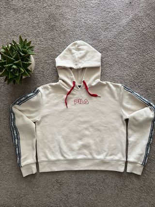 Sudadera Fila Beige con Cordones Rojos