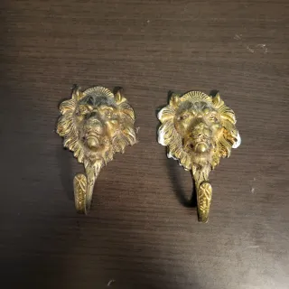 2x Colgadores Cabeza León Bronce Vintage