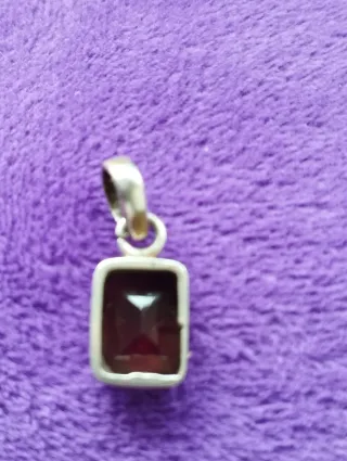 Colgante Plata y Granate Rectangular