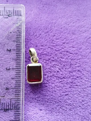 Colgante Plata y Granate Rectangular