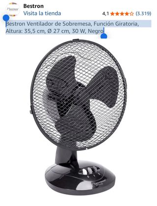 Ventilador Bestron Sobremesa Negro 30W