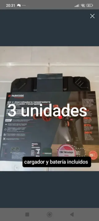 Parkside 20V 3 Taladro Percutor Recargable