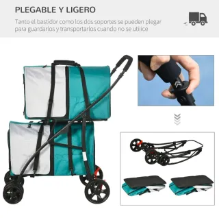 Passeggino premium doppio per cani e gatti