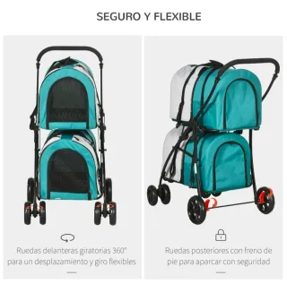 Passeggino premium doppio per cani e gatti