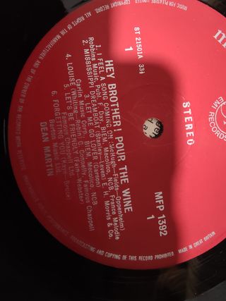 Vinilo Dean Martin - Hey brother! pour the wine