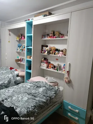 Cama Abatible Doble Blanca y Azul