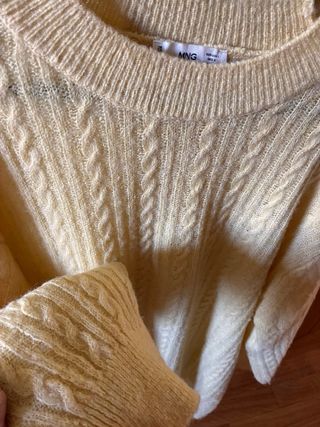 Jersey de lana amarillo trenzado talla XL