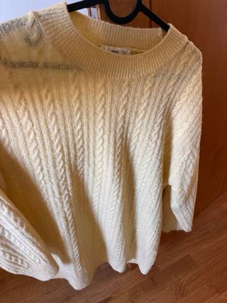 Jersey de lana amarillo trenzado talla XL