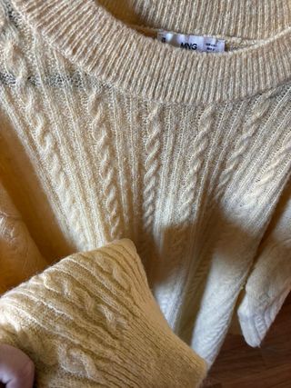 Jersey de lana amarillo trenzado talla XL